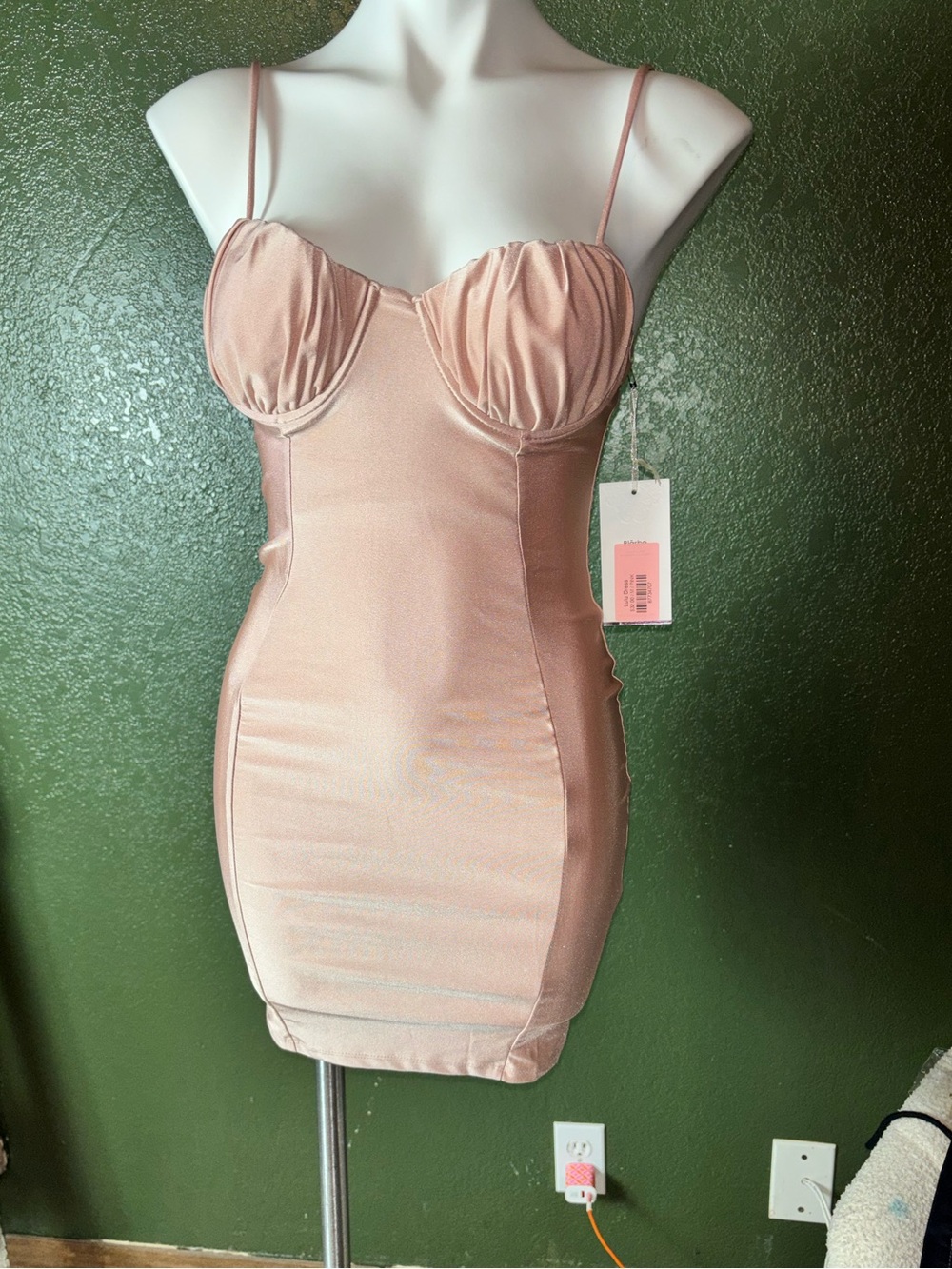 Blush Pink Satin Bustier Mini Dress